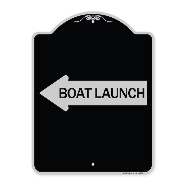 Boat Launch With Left Arrow Heavy-Gauge Aluminum Architectural Sign, 24" x 18", BS-1824-24406